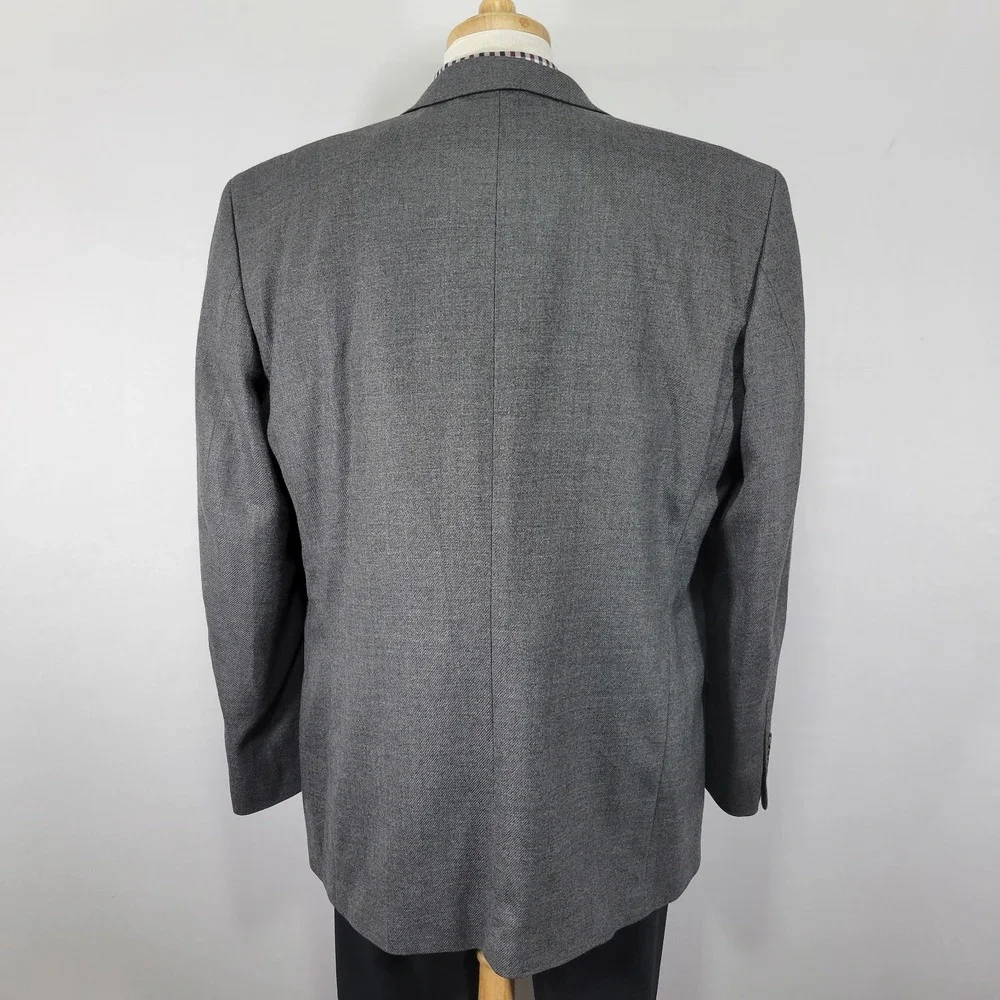 Nautcia Men's Sport Coat Blazer‎ Two Button Gray Flannel Twill Lambs Wool 46L